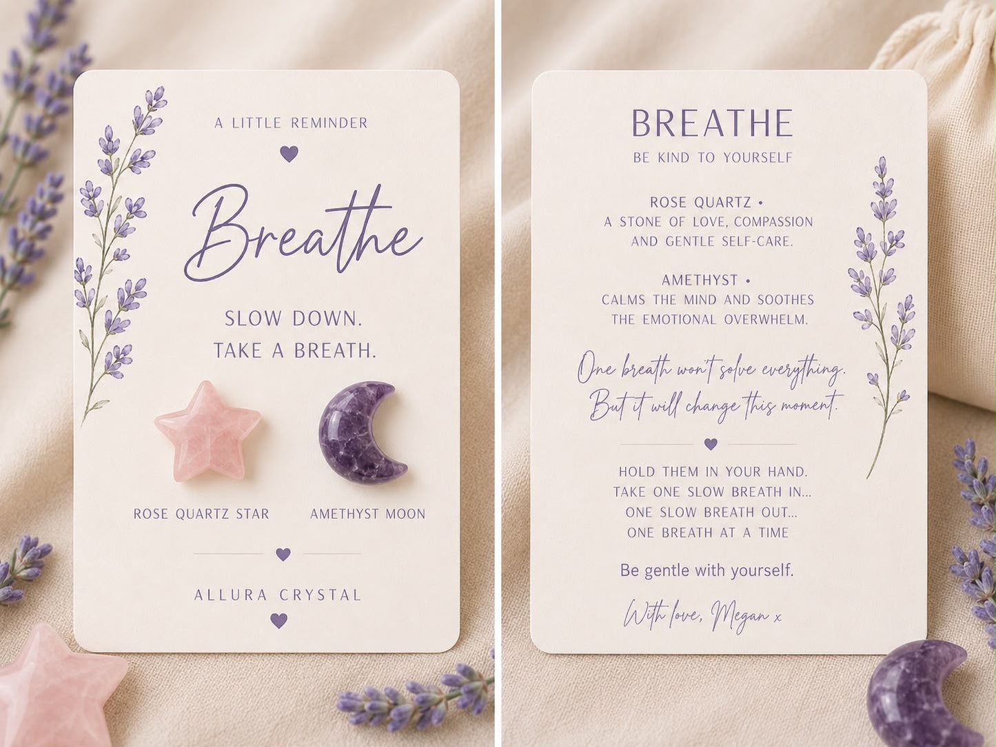 BREATHE Pocket Hug Crystals (ROSE QUARTZ & AMETHYST)