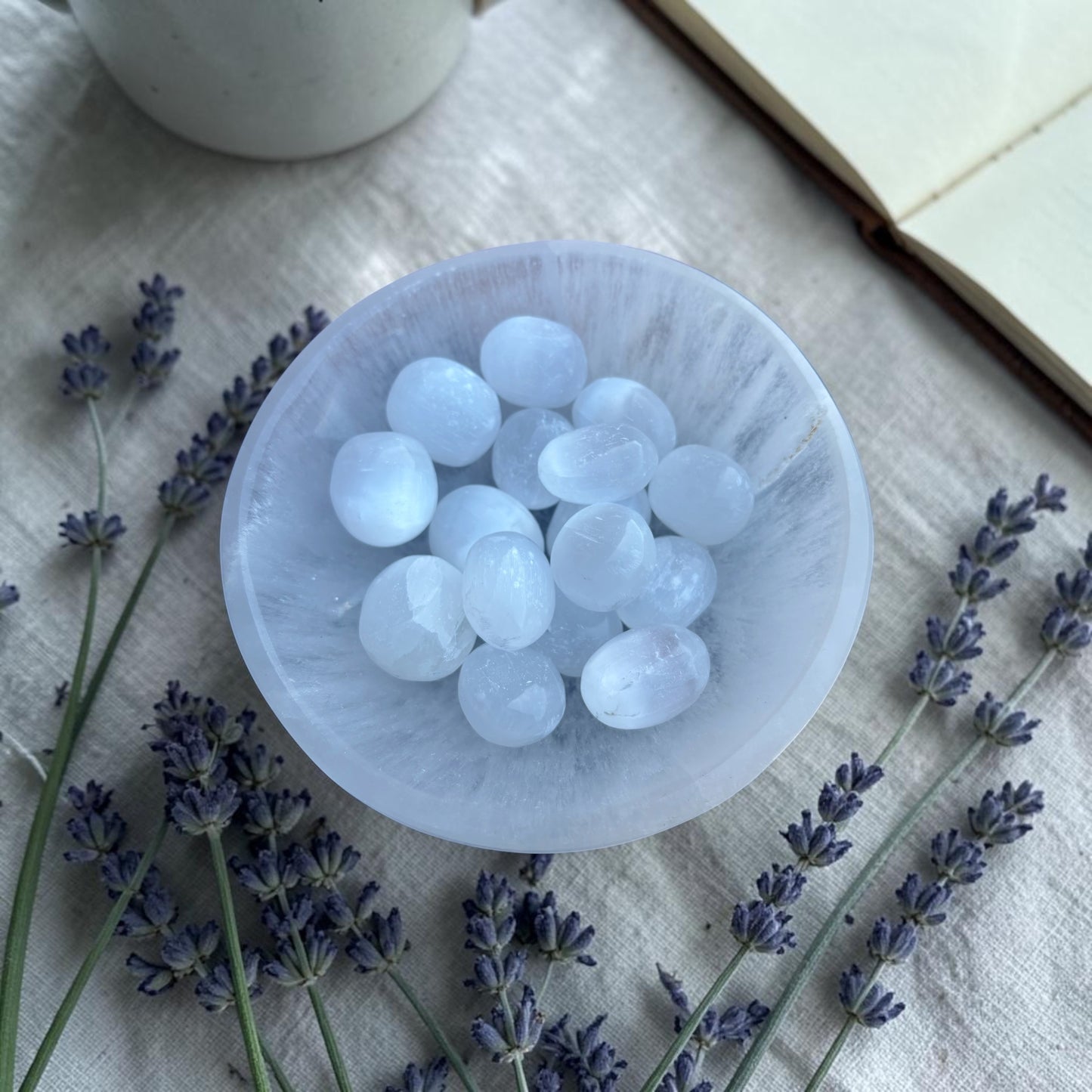 Selenite tumble stone