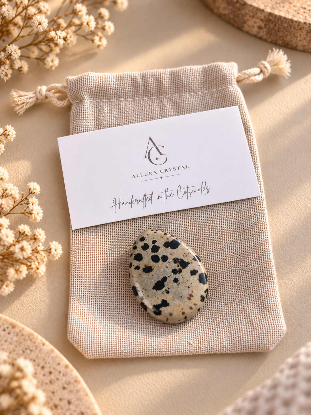 Dalmatian Jasper worry stone - pocket pause