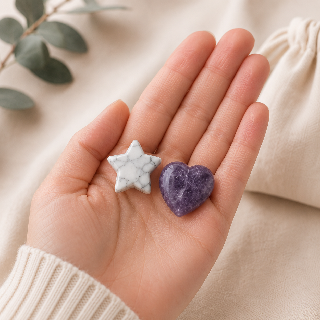 PAUSE Pocket Hug Crystals (HOWLITE & LEPIDOLITE)